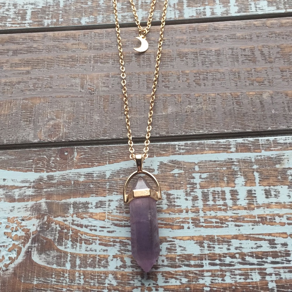 HP Crystal Drop Moon Necklace